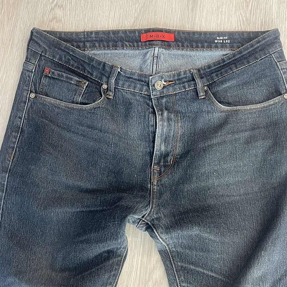 MBX Men's Jeans Dark Blue Denim Slim Fit Dark Wash Mens Size 38x32